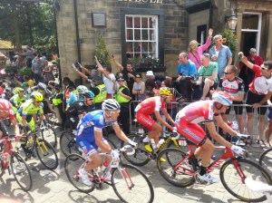Tour de France cyclists in Haworth